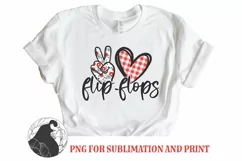 4th of July, Peace Love Flip-Flops PNG for Sublimation Product Image 1
