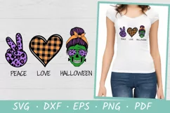 Halloween  cut file being used as a shirt print by a woman