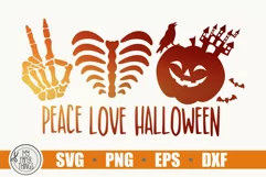 Peace Love Halloween SVG and Pumpkin sublimation PNG files. These Halloween shirt cut and print files are compatible with Cricut and Silhouette Cutting Machines
