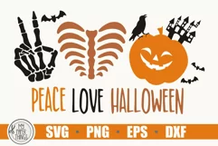 Peace Love Halloween SVG and Pumpkin sublimation PNG files. These Halloween shirt cut and print files are compatible with Cricut and Silhouette Cutting Machines