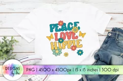 Peace Love Hippie Sublimation | Groovy Flowers PNG Product Image 1