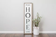 Peace love hope Christmas Wreath Porch Sign SVG