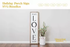 Peace love hope Christmas Wreath Porch Sign SVG