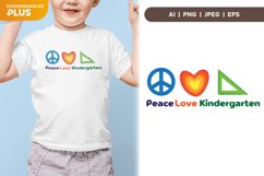 Peace, Love, Kindergarten Text & Cute Symbols for Kids Shirt Product Image 1