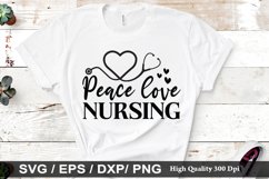 Peace love nursing SVG - Valentine&#039;s Day Design Product Image 1