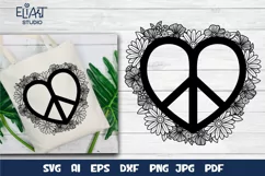 Peace Love SVG Design with Flowers for T-shirts, Mugs, Bag, Decals, Wall Art, Gifts. This Summer Floral Design is compatible with Cricut and Silhouette Machines