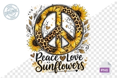 Peace Love Sunflowers Leopard Print PNG Design Art Product Image 1
