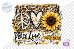 Peace Love Sunshine Sunflower Leopard PNG Sublimation Design Product Image 1