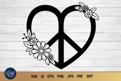 Peace Love SVG Design with Flowers for T-shirts, Mugs, Bag, Decals, Wall Art, Gifts. This Summer Floral Design is compatible with Cricut and Silhouette Machines
