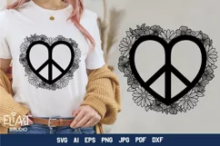 Peace Love SVG Design with Flowers for T-shirts, Mugs, Bag, Decals, Wall Art, Gifts. This Summer Floral Design is compatible with Cricut and Silhouette Machines