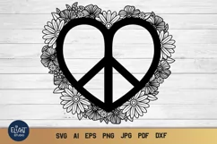 Peace Love SVG Design with Flowers for T-shirts, Mugs, Bag, Decals, Wall Art, Gifts. This Summer Floral Design is compatible with Cricut and Silhouette Machines
