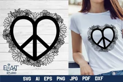 Peace Love SVG Design with Flowers for T-shirts, Mugs, Bag, Decals, Wall Art, Gifts. This Summer Floral Design is compatible with Cricut and Silhouette Machines