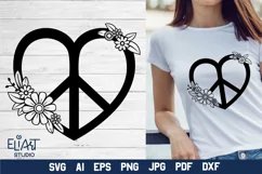 Peace Love SVG Design with Flowers for T-shirts, Mugs, Bag, Decals, Wall Art, Gifts. This Summer Floral Design is compatible with Cricut and Silhouette Machines