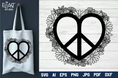 Peace Love SVG Design with Flowers for T-shirts, Mugs, Bag, Decals, Wall Art, Gifts. This Summer Floral Design is compatible with Cricut and Silhouette Machines