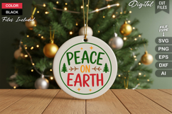 Peace On Earth SVG | Christmas Round Sign SVG | Xmas SVG Product Image 2