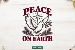 Peace On Earth SVG, Christian Christmas Religious PNG Design Product Image 1
