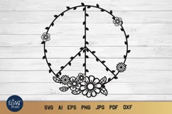 Peace Sign SVG Design with Flowers for T-shirts, Mugs, Bag, Decals, Wall Art, Gifts. This Summer Floral Design is compatible with Cricut and Silhouette Machines