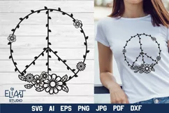 Peace Sign SVG Design with Flowers for T-shirts, Mugs, Bag, Decals, Wall Art, Gifts. This Summer Floral Design is compatible with Cricut and Silhouette Machines