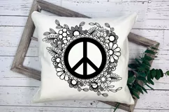 Peace Sign SVG Design with Flowers for T-shirts, Mugs, Bag, Decals, Wall Art, Gifts. This Summer Floral Design is compatible with Cricut and Silhouette Machines