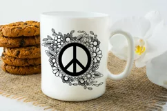 Peace Sign SVG Design with Flowers for T-shirts, Mugs, Bag, Decals, Wall Art, Gifts. This Summer Floral Design is compatible with Cricut and Silhouette Machines