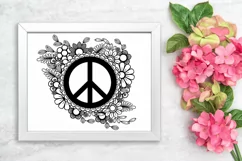 Peace Sign SVG Design with Flowers for T-shirts, Mugs, Bag, Decals, Wall Art, Gifts. This Summer Floral Design is compatible with Cricut and Silhouette Machines
