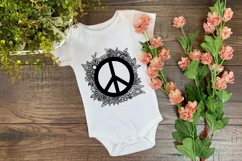 Peace Sign SVG Design with Flowers for T-shirts, Mugs, Bag, Decals, Wall Art, Gifts. This Summer Floral Design is compatible with Cricut and Silhouette Machines