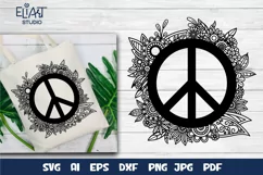 Peace Sign SVG Design with Flowers for T-shirts, Mugs, Bag, Decals, Wall Art, Gifts. This Summer Floral Design is compatible with Cricut and Silhouette Machines
