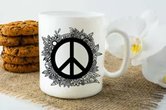 Peace Sign SVG Design with Flowers for T-shirts, Mugs, Bag, Decals, Wall Art, Gifts. This Summer Floral Design is compatible with Cricut and Silhouette Machines
