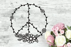 Peace Sign SVG Design with Flowers for T-shirts, Mugs, Bag, Decals, Wall Art, Gifts. This Summer Floral Design is compatible with Cricut and Silhouette Machines