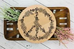 Peace Sign SVG Design with Flowers for T-shirts, Mugs, Bag, Decals, Wall Art, Gifts. This Summer Floral Design is compatible with Cricut and Silhouette Machines