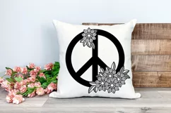 Peace Sign SVG Design with Flowers for T-shirts, Mugs, Bag, Decals, Wall Art, Gifts. This Summer Floral Design is compatible with Cricut and Silhouette Machines