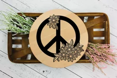 Peace Sign SVG Design with Flowers for T-shirts, Mugs, Bag, Decals, Wall Art, Gifts. This Summer Floral Design is compatible with Cricut and Silhouette Machines