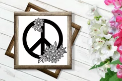 Peace Sign SVG Design with Flowers for T-shirts, Mugs, Bag, Decals, Wall Art, Gifts. This Summer Floral Design is compatible with Cricut and Silhouette Machines