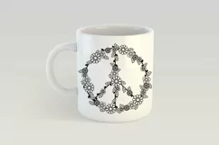 Peace Sign SVG Design with Flowers for T-shirts, Mugs, Bag, Decals, Wall Art, Gifts. This Summer Floral Design is compatible with Cricut and Silhouette Machines