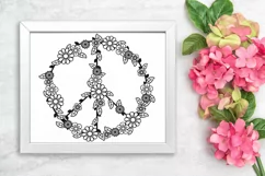 Peace Sign SVG Design with Flowers for T-shirts, Mugs, Bag, Decals, Wall Art, Gifts. This Summer Floral Design is compatible with Cricut and Silhouette Machines