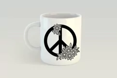 Peace Sign SVG Design with Flowers for T-shirts, Mugs, Bag, Decals, Wall Art, Gifts. This Summer Floral Design is compatible with Cricut and Silhouette Machines