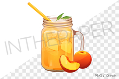 Peach smoothie in glass jar PNG fruit cartoon summer clipart Product Image 1