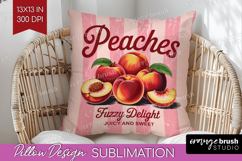 Peach Vintage Fruit Pillow Sublimation Summer Pillow Cover Product Image 1