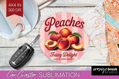 Peach Vintage Fruit Car Coaster Summer Coaster PNG Product Image 1