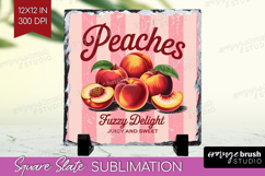 Peach Vintage Fruit Slate PNG Summer Square Slate Product Image 1