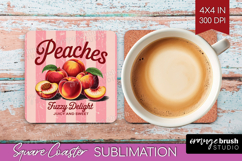 Peach Vintage Fruit Square Coaster Summer Coaster PNG Product Image 1