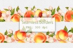 Peach and Blossom Seamless Borders PNG Product Image 3