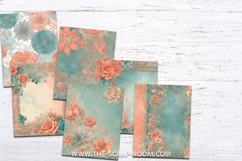 Printable Junk Journal Kit paper crafting Peach and Teal Product Image 10