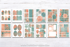Printable Junk Journal Kit paper crafting Peach and Teal Product Image 2