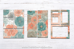 Printable Junk Journal Kit paper crafting Peach and Teal Product Image 7