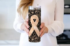 Peach Awareness Ribbon, 20oz Skinny Tumbler Sublimation Product Image 3