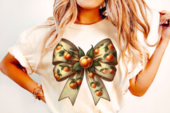 Peach Coquette Bow PNG, Just Peachy PNG, Retro Summer PNG Product Image 1