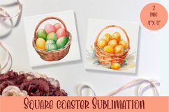 Peach color Easter Square Coaster Sublimation Product Image 1