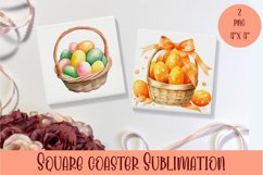 Peach color Easter Square Coaster Sublimation Product Image 1