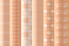 Peach fuzz daisy gingham seamless pattern png digital paper Product Image 3